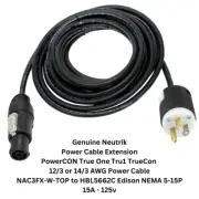 Neutrik Powercon True One TrueCon Edison Extension Cord 120V 12-14/3 AWG NAC3