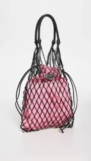 Prada Mesh Hobo Bucket Bag Pink Black Brand New Without tags