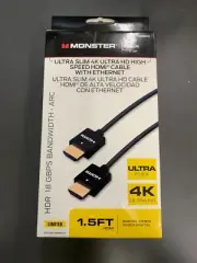 Monster Ultra Slim 4K High Speed 4K 1.5FT. HDMI Cable With Ethernet JHIU0018