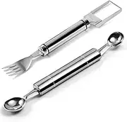 Epzia 2-in-1 Stainless Steel Watermelon Cutter & Fruit Slicer Tool Set – Dual Head Fork Knife Melon Baller & Fruit Cutter – New Home Kitchen Gadget (2 Pcs)