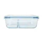 2 Compartment Glass Meal Prep Container Leak Proof Airtight lid Lunch Box*