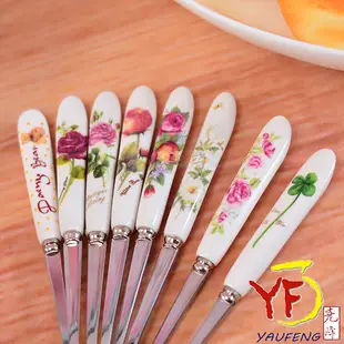 【堯峰陶瓷】餐具系列 陶瓷不鏽鋼 小叉子 水果叉 蛋糕叉 玫瑰湯匙