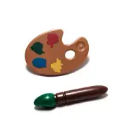 Lego - Minifigure Utensil - Green Paintbrush, Painter's Palette