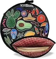 Tortillada - 30 Tortilla Warmer/Heat Container microwaveable Made of Cotton/Polyester (Black)