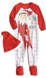 3T Elf on the Shelf One Piece Blanket Sleeper Union Suit Pajamas PJ’s with Hat
