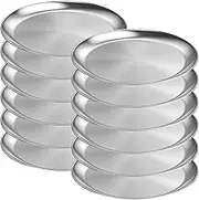 Pizza Pan 12Pcs Stainless Steel Round Pizza Tray Rust Proof Baking Pan Sheet for Pie Oven Restaurant Grilling(Silver,12)