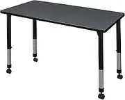 Regency Kee Height Adjustable Mobile Classroom Table, 42" x 30", Grey