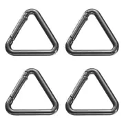 4 Pcs Triangle Spring Key Ring 1.6 Inch Metal Buckle, Black