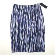 NEW Saba Size 6 Womens Pencil Skirt Rear Split Lined Blue Print Stretch RRP $179