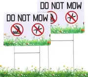 2pcs Do Not Mow Grass Signs, 10 x 7 Inch Trim Yard Signs with Metal M