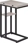 Foldable End Table, C Shaped Side Table with Storage Shelf, Small Snack Table
