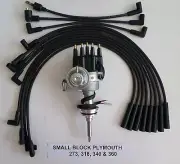 PLYMOUTH 273-318-340-360 BLACK SMALL Cap HEI Distributor & 8mm Spark Plug Wires