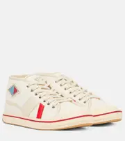 [Bottega Veneta] Bottega Veneta Leather-trimmed canvas high-top sneakers AU 9 white