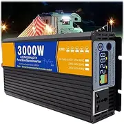 HENGJINGTR 3000W Power Inverter, Pure Sine Wave DC 12V 24V 48V to AC 110V 220V Solar Inverter Converters for Vehicles Converter Adapter,48vto220v