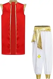 [Lejafay] Boys Arabian Prince Street Rat Outfit Set Loose Long Vest Harem Pants for Halloween Carnival
