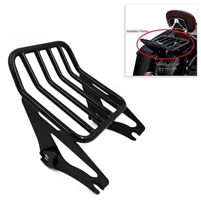 Two Up Luggage Rack For 2009-2019 Harley Touring FLHR FLHX Detachable Gloss Blac