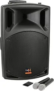 E-Lektron EL38-M UHF 900W 15" inch Bluetooth Wireless linkable Loud Portable PA Speaker Sound System Recoding incl.2 Mics for Karaoke Party Event Speech Singing