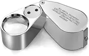 Jewelers Loop Magnifier Glass, 40X Metal Illuminated Magnifier with Light and Pocket Folding, for Gems, Jewellery, Coins, Map, Stamps, Currency Detect, Elders Gift