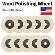 10Pcs 100x16mm Wool Polishing Discs Metal Jade Buffing Wheel For Angle Grinder