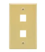 Polished 1 Gang 2 Port RJ45 Wall Plate Insert Keystone Cat6 Cat5 Ethernet Ivory
