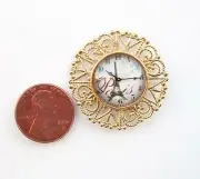 Ornate Retro Style Decor Gold Glass Dome Dollhouse Miniature Wall Clock Reg.$39.