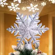 Christmas Tree Topper Magic Rotating Snowflake Lighted Snowflake with Projector