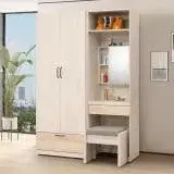 在飛比找遠傳friDay購物優惠-《Homelike》蒙布里4.5尺化妝衣櫃組(含椅)-梧桐拼