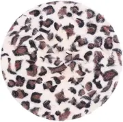 [Healeved] Leopard Printing Cap for Women Warm Beanie Hat Men's Fashion Beret Hat White