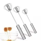 Manual Egg Whisk Hand Push Egg Beater Steel Mixer Blender Y5A3