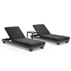 Santorini Aluminium Sun Lounge Set In Charcoal W/ Side Table