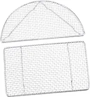 KICHOUSE 2pcs Stainless Steel Bbq Grill Mesh Racks Half Baking Net for Grilling Outdoor Camping Cooking Non Stick High Temperature Resistant