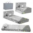 Kids Folding Sofa Bed, Trifold Futon Mattress, Toddler Fold Out Grey Star