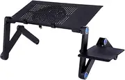 Laptop Table Foldable Laptop Desk, Sturdy Bed Table Height Adjustable, Built-In Mice Pad and Anti-Slip Clip, Portability Advantage, Robust Aluminum Tray, 15kg Load Bearing for Eating, Working, Writing