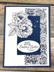 Stampin Up Card Kit Get Well Serene Love DSP Blue Rose Embossed Pearls - 4 Cards