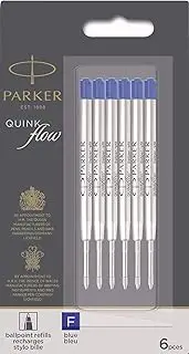 [PARKER] Quinkflow Ink Refill for Ballpoint Pens Fine Point Blue Pack of 6 Refills (1782468)