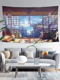 在飛比找松果購物優惠-二次元動漫風格宿舍臥室掛毯 現代簡約牆壁裝飾背景布海報掛畫 
