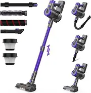 [DEVOAC] V90 Cordless Vacuum Cleaner, Quiet Lightweight Stick Vacuum, 365W Motor 28KPa Powerful Suction, Up to 45mins Runtime, 6 in 1 Handheld Vacuum for Hard Floor Carpet Pet Hair