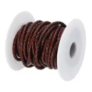 5.5 Yards/ 5 m Round Braided Leather Cord (Vintage Red, 3mm/0.12")