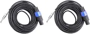 2 Pack 50 Ft Speakon to 1/4 Inch Male Speaker Cables 12 Gauge AWG Wire Audio Amplifier Connection Cord 6.35mm DJ/PA Speaker Cable Wire with Twist Lock