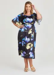 ts Taking Shape Evening Dress Size 20 Midnight Bloom Satin style NWT RRP $230