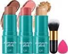 RoseFlower 3pcs Face Contour Stick Makeup Set, Highlighter Stick Blush Stick ...