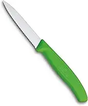 Victorinox Swiss Classic Wavy Edge Paring Knife, Pointed Tip, Green, 6.7636.L114