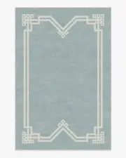 200' x 290' | Machine Washable Runner Rug | Kid & Pet Friendly | Indoor Rug | Chrysler Border Chambray Blue Rug by The Hiltons | Ruggable