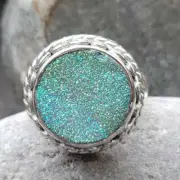 Offerings Sajen 925 SS One of a Kind Golden Dream Pariba Druzy Ring Size 7