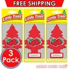 3 x Little Trees Air Freshener Strawberry Scent Freshens Car Truck Home Office