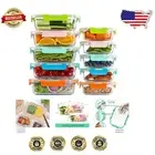 Airtight Meal Prep Glass Containers - 10 Pack with Clip-on Lids for Freshness