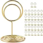 32Pcs Table Number Holders, Mini Place Card Holders Elegant Wire Picture Holders, Small Table Photo Card Holders for Centerpieces, Wedding Reception, Birthday, Party(Gold)