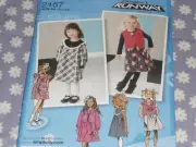 SIMPLICITY 2157 TODDLERS GIRLS DRESS OR JUMPER & VEST PATTERN-UNCUT-1/2-1-2-3