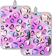 Hot Holder Pink Leopard Print Hearts, Heat Resistant Quilted Pot Holders Sets 2-Pack, Protects Hands Surfaces