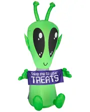 National Tree Company 84 Inflatable Halloween Alien with Sign